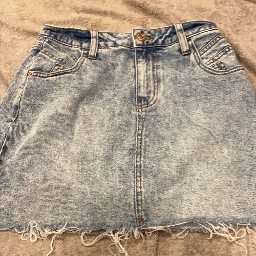 Light wash denim mini skirt